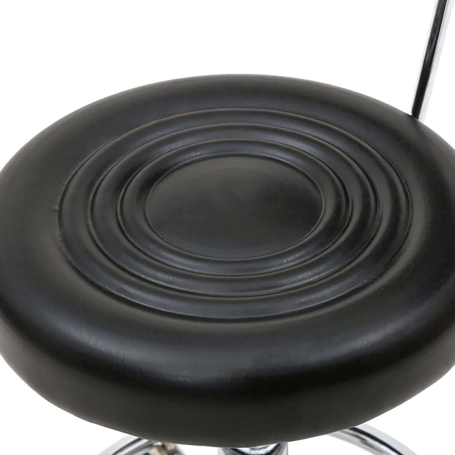 Kadyn Counter Height Adjustable Bar Stools, Round Shape Salon Stool with Back and Line, PU Leather Rolling Swivel Chair, Black Kadyn Counter Height Adjustable Bar Stools, Round Shape Salon Stool with Back and Line, PU Leather Rolling Swivel Chair, Black