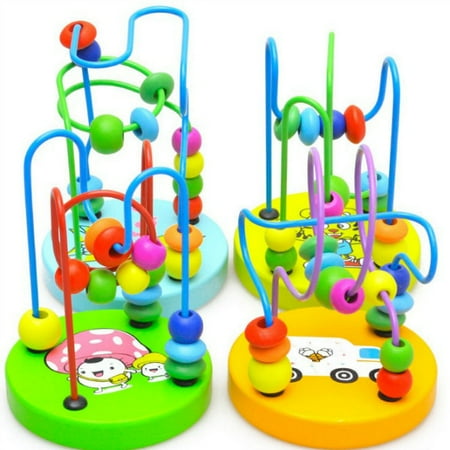 Fun Roller Toy Hot Sale Colorful Wooden Mini Around Beads Wooden Educational Game Toy Wooden Bead Roller Coaster in Assorted Colors for Baby Kids Toddler,Perfect Gift for 1-3 Years Children ()