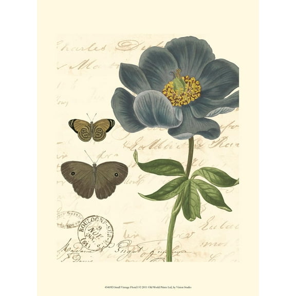 Art.com Small Vintage Floral I Art Print, 18" x 24"