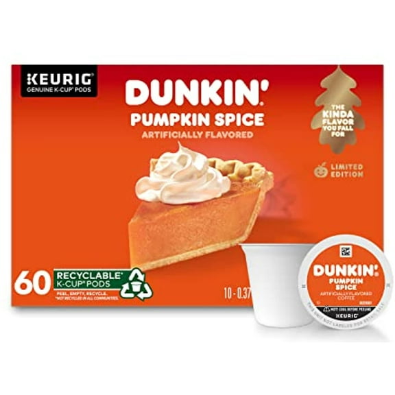 Dunkin Pumpkin Spice Flavored Coffee, 60 Keurig K-Cup Pods