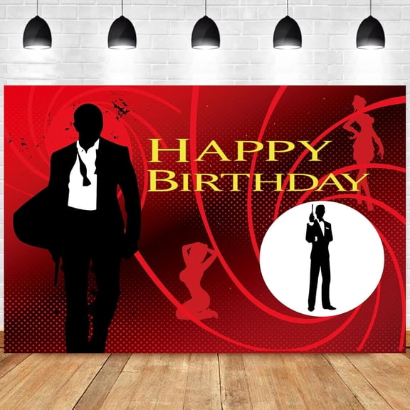 Secret Agent Birthday Banner Backdrop Movie Theme Background Decor for Men Boys Birthday Party Celebration Decorations Supplies 72x43in