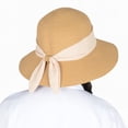 thumbnail image 3 of Women's Wide Brim Straw Hat with Twisted Bow Back Detail and Sun Protection Design - Beige, 3 of 7