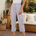 thumbnail image 3 of LYXSSBYX Womens Capris with Pockets Women Casual Solid High Waist Loose Pocket Straight Buttons Long Pants, 3 of 7