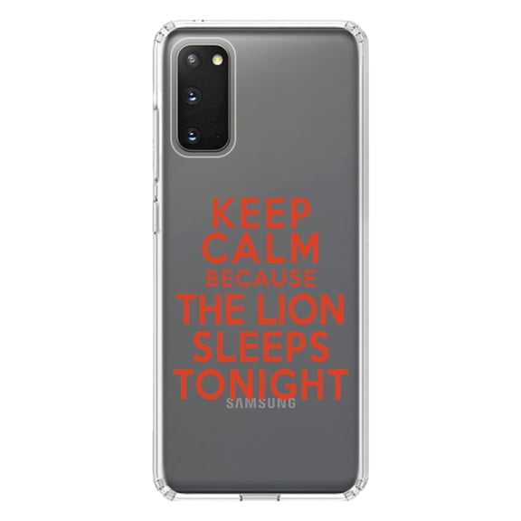 DistinctInk Clear Shockproof Hybrid Case for Galaxy S20 ULTRA / 5G (6.9" Screen) - TPU Bumper Acrylic Back Tempered Glass Screen Protector - Keep Calm The Lion Sleeps Tonight