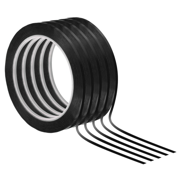 Cinta para pizarra blanca Uxcell de 1/8" x 72 yardas, paquete de 5 cintas delgadas para borrado en seco, negra