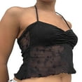 thumbnail image 3 of Women Vest  Halterneck Backless Flower See-through Patchwork Tops, 3 of 5
