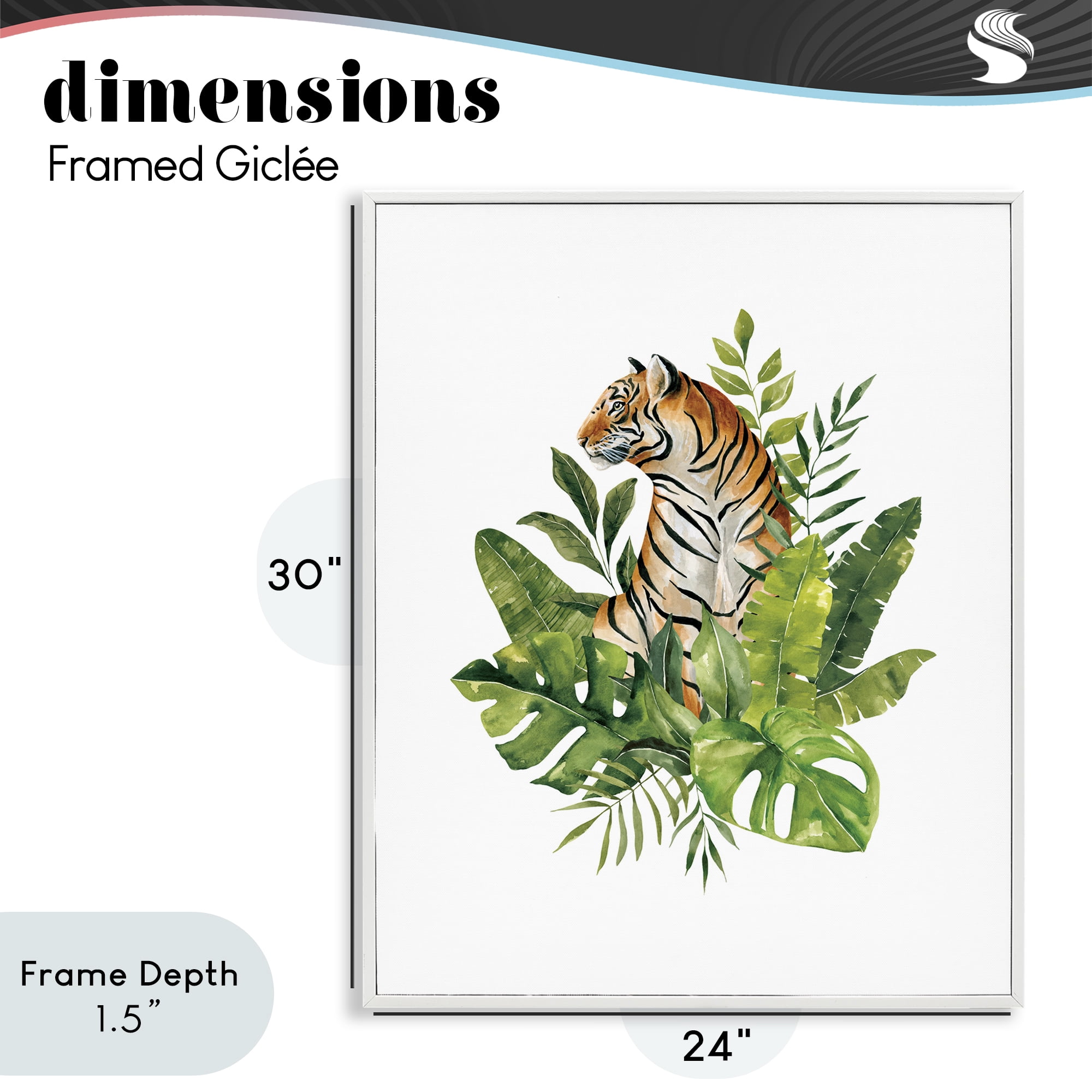 Stupell Industries Exotic Jungle Tiger White Framed Giclee Art, design by Bethany Sandoval