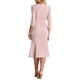 thumbnail image 3 of Vestido de cola de pez elegante para mujer Inspire Chic, con cuello cuadrado, cinturón, mangas 3/4, vestido de sirena, 2XL, rosa, 3 of 5