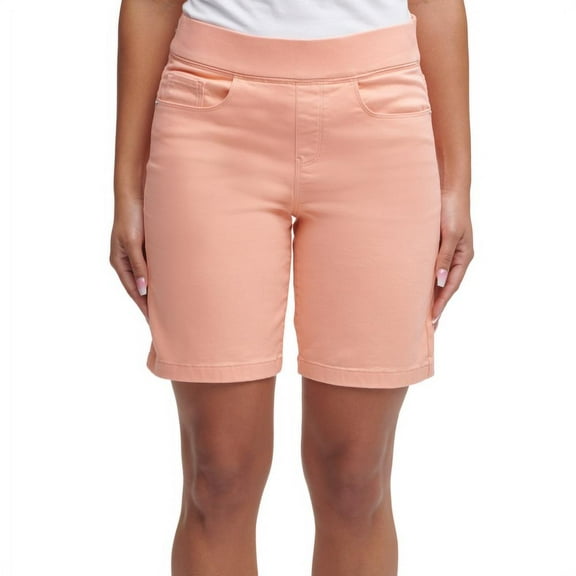DKNY Jeans Women's Comfort Stretch Pull-On Bermuda Short, Salmon Pink Small
