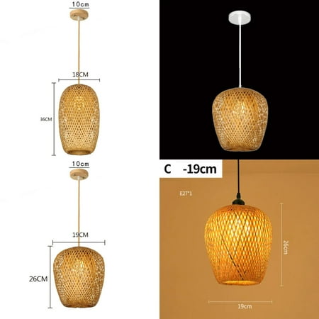 

WAGZOQN Beautiful Chinese Style Bamboo Pendant Lamp: Unique Hand Knitted Traditional Weaving Lighting Fixtures for Hanging in Restaurant Decor. 30/19/18cm