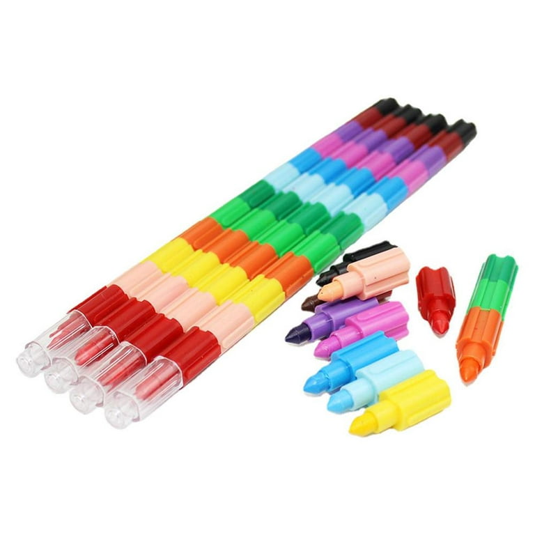 12pcs Stackable Multicolor Crayons, Party Favors DIY Rainbow Pencils,  Stackable Crayons For School, Office, Kids Birthday Party Supplies, 12  Colors