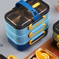 thumbnail image 4 of Advancent Box Lunch Bento de acero inoxidable Estuche portátil para exteriores Oficina de tres capas Compartimento japonés Ensalada a prueba de fugas Cocina y Comedor Azul Advancent HA078757-02B, 4 of 6