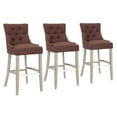 thumbnail image 2 of WestinTrends Hayes 29" Upholstered Wood Bar Stool with Tufted Back (Set of 3), Antique Gray/Brown, 2 of 10