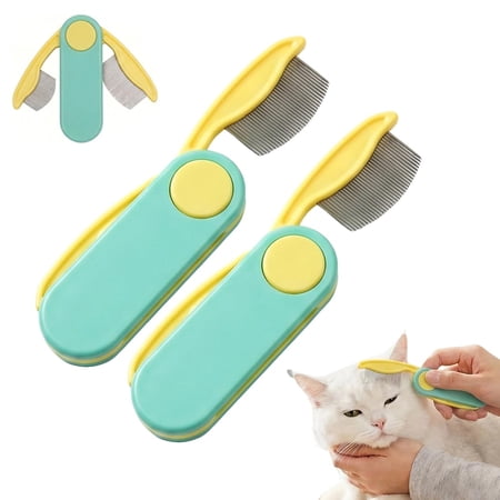 Professional Pet Eye Comb, Stainless Steel Folding Round Head Grooming Tool, Tear Stain Remover Flea Lice Combs, Precisely Clean Eye Area Dirt for Cats Dogs