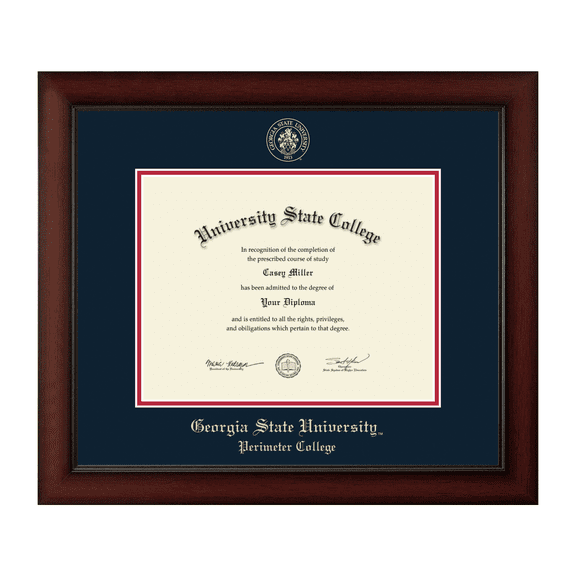 Framerly - GSU Perimeter Diploma Frame with Navy and Red Mat