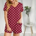 thumbnail image 6 of Two Piece Sets for Women Summer Plus Size Fashion Polka Casual Home Two-piece V-neck Top With Pocket Shorts Set, 6 of 6