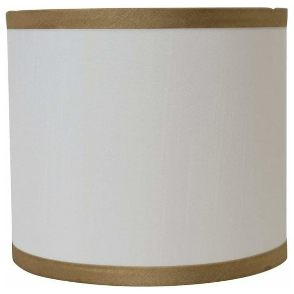 Faux Silk Drum Lamp Shade, 8" to 14" Bottom Size Off White, Gold 8"