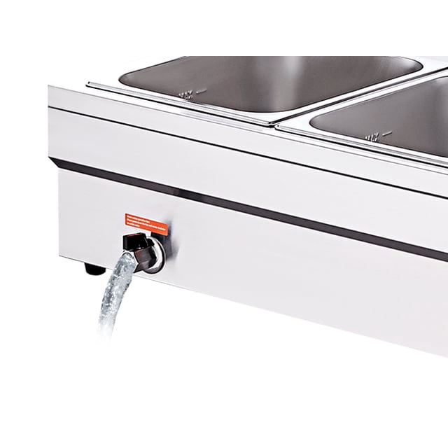VEVOR Calentador de alimentos comercial de 3 sartenes, mesa de vapor electrica de 3 x 12QT con cubierta de vidrio templado, encimera de acero inoxidable de 1500 W Buffet Bain Marie 86-185 °F