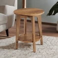 VASAGLE Round Side Table with Storage Room, Wood End Table for Living ...