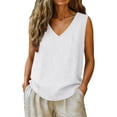 thumbnail image 4 of hotojiny Womens Tank Tops Loose Fit V Neck Summer Shirts Dressy Casual Blouses Plus Size Basic Tee Beach Vacation Clothes, 4 of 5