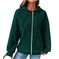 thumbnail image 2 of ALLLIST Long Sleeve Hoodies Women Waffle Knit Zip up Green Sweatshirt Solid Loose Comfortable Coat Sweatshirts for Women, 2 of 6