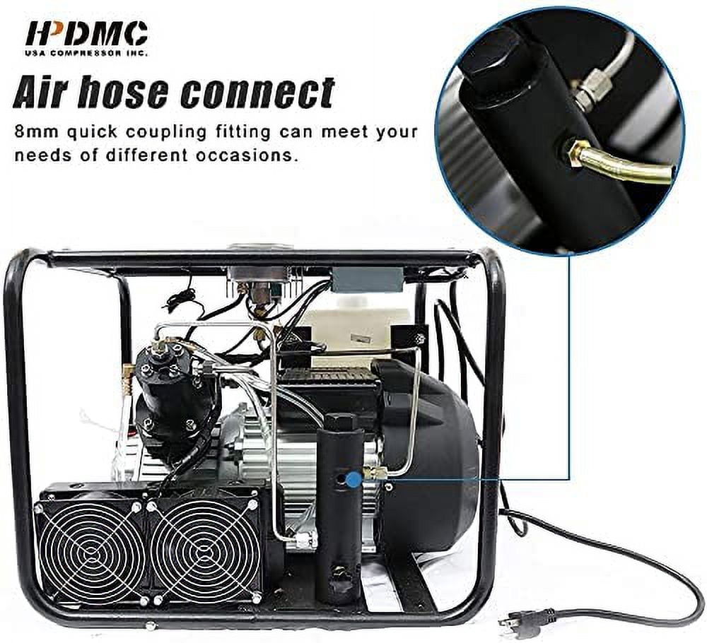 HPDAVV High Pressure Air Compressor 110V - 2.2KW / 3HP - 2.1CFM @ 4500psi PCP Paintball Fill Station & Charging System, an Oil Water Separator for Free