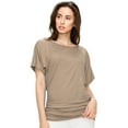 thumbnail image 2 of Made by Johnny Women's Dolman Drape Top with Side Shirring XS TAUPE, 2 of 6