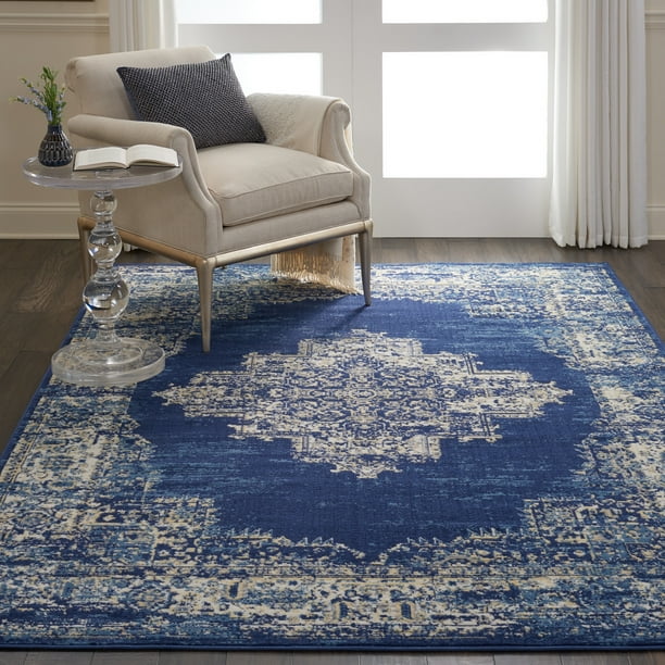 Nourison Grafix Persian Navy Blue 6' x 9' Area Rug, (6x9)