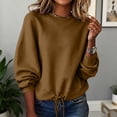 thumbnail image 2 of HongQid Womens Cropped Sweatshirt Crew Neck Adjustable Drawstring Hem Long Sleeve Soft Short Cut Fall Clothes Ladies Trendy Casual Pullover Top, 2 of 8