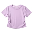 thumbnail image 4 of Gunia Solid Color T Shirts For Toddler Girls Size 18-24 Months Short Sleeve Crew Neck Light Purple Ruffled Tops Girls Summer Lightweight T-Shirts, 4 of 5