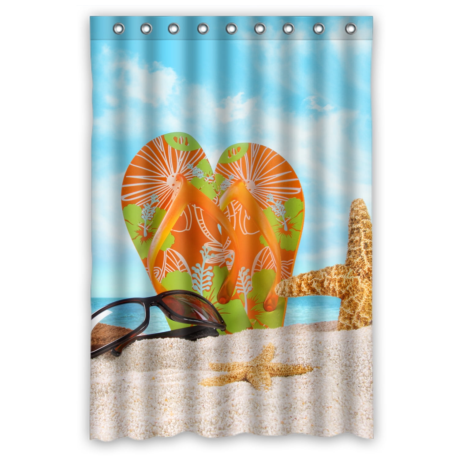 ZKGK Beach Flip Flops Waterproof Shower Curtain Bathroom Decor Sets