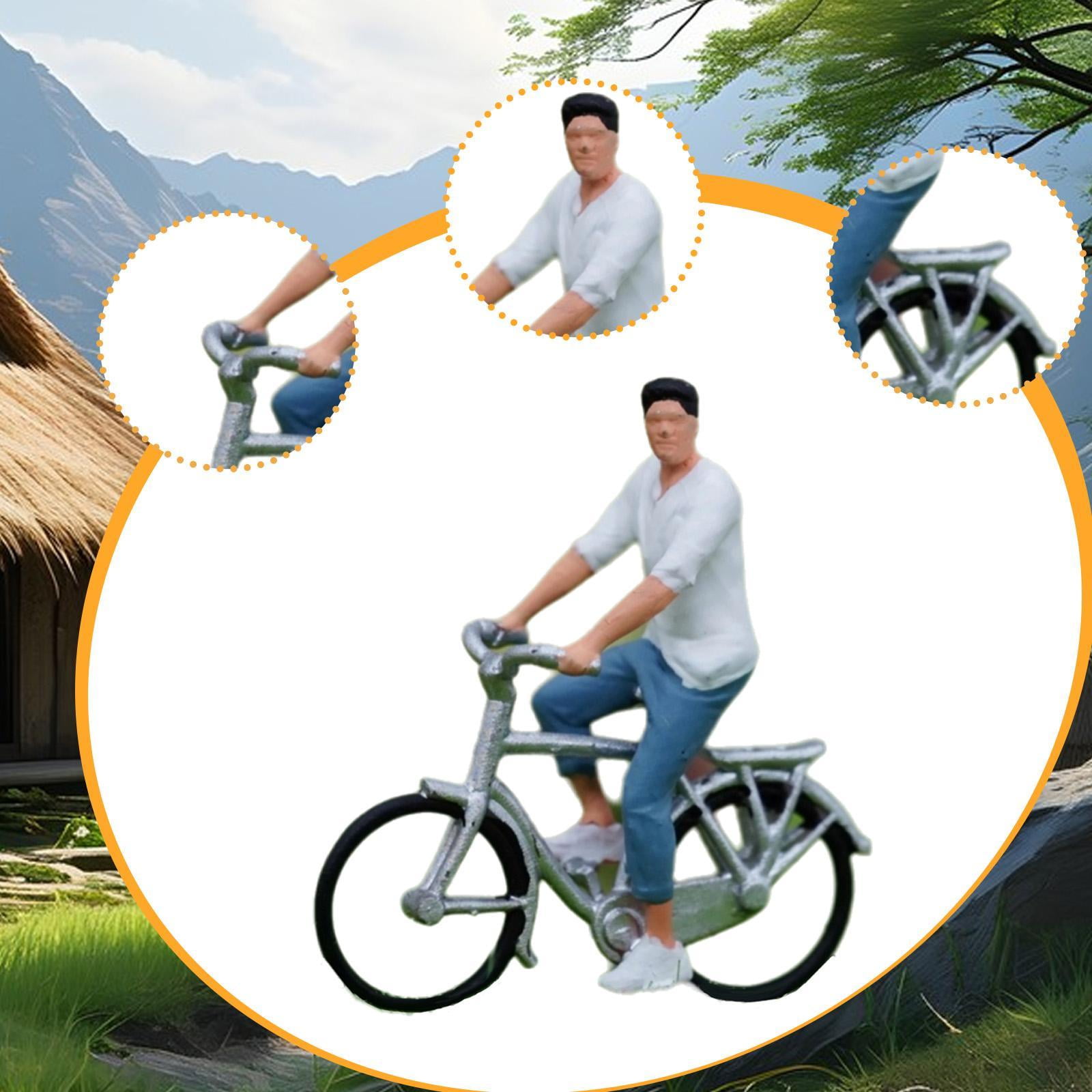 JWQFBC 1:64 People with Bike DIY Crafts Sand Table Ornament Miniature Biker for Diorama man