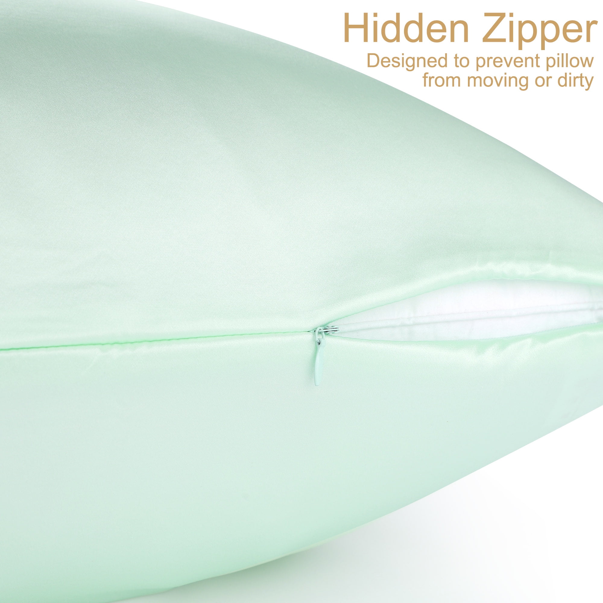 PiccoCasa 100% Silk Pillowcase 2 Piece Standard Size Pillowcases, Light Green