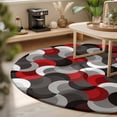 thumbnail image 3 of Round Rugs 3Ft, Red Grey Abstract Round Area Rug Washable Indoor Throw Carpet, Modern Geometric Ombre Artwork Small Non Slip Circle Rug for Bedroom Living Room Home Decor Aesthetic, 3 of 8