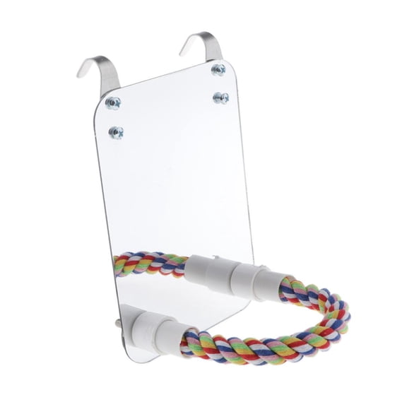 1 Piece Bird Mirror with Perch Stand, Provide Your Pet Bird a Phisical & Training by Chewing, Standing, Swinging and Climbing Around