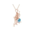 thumbnail image 3 of AFFY Round Shape Simulated Aquamarine & White Cubic Zirconia Unicorn Horse Pendant Necklace In 14k Rose Gold Over Sterling Silver, 3 of 6