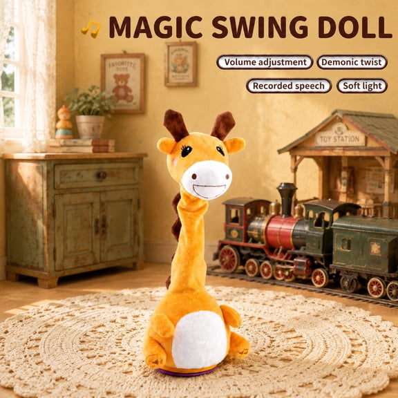 Singing & Dancing Plush Buddy, Interactive Repeating Toy with Adjustable Volume, Soft Light, Educational Gift for Babies & Kids