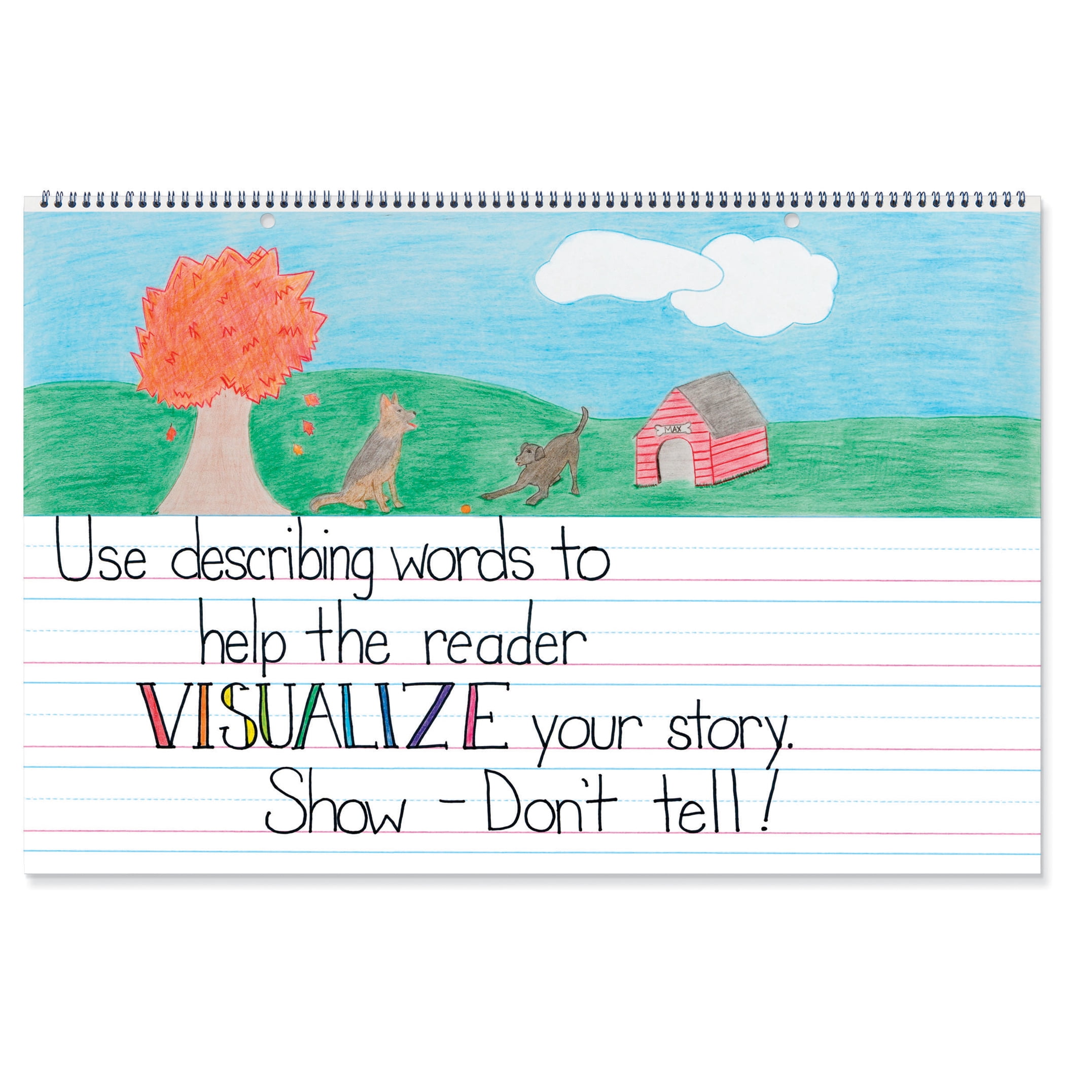 Pacon Picture Story Chart Tablet, White, Ruled Long, 1-1/2" Ruled, 24" x 16", 25 Sheets, Pack of 3