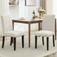 thumbnail image 1 of Set of 2 beige nailhead fabric forrado dining sillas con heavy - duty wood legs para dining room, 1 of 8