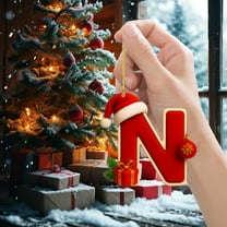 Fmbmuo English Alphabet Christmas Ornaments 1 Pcs Unbreakable Red Decorations Monochrome Minimalist Acrylic Home Decor for Winter Holiday Decorations