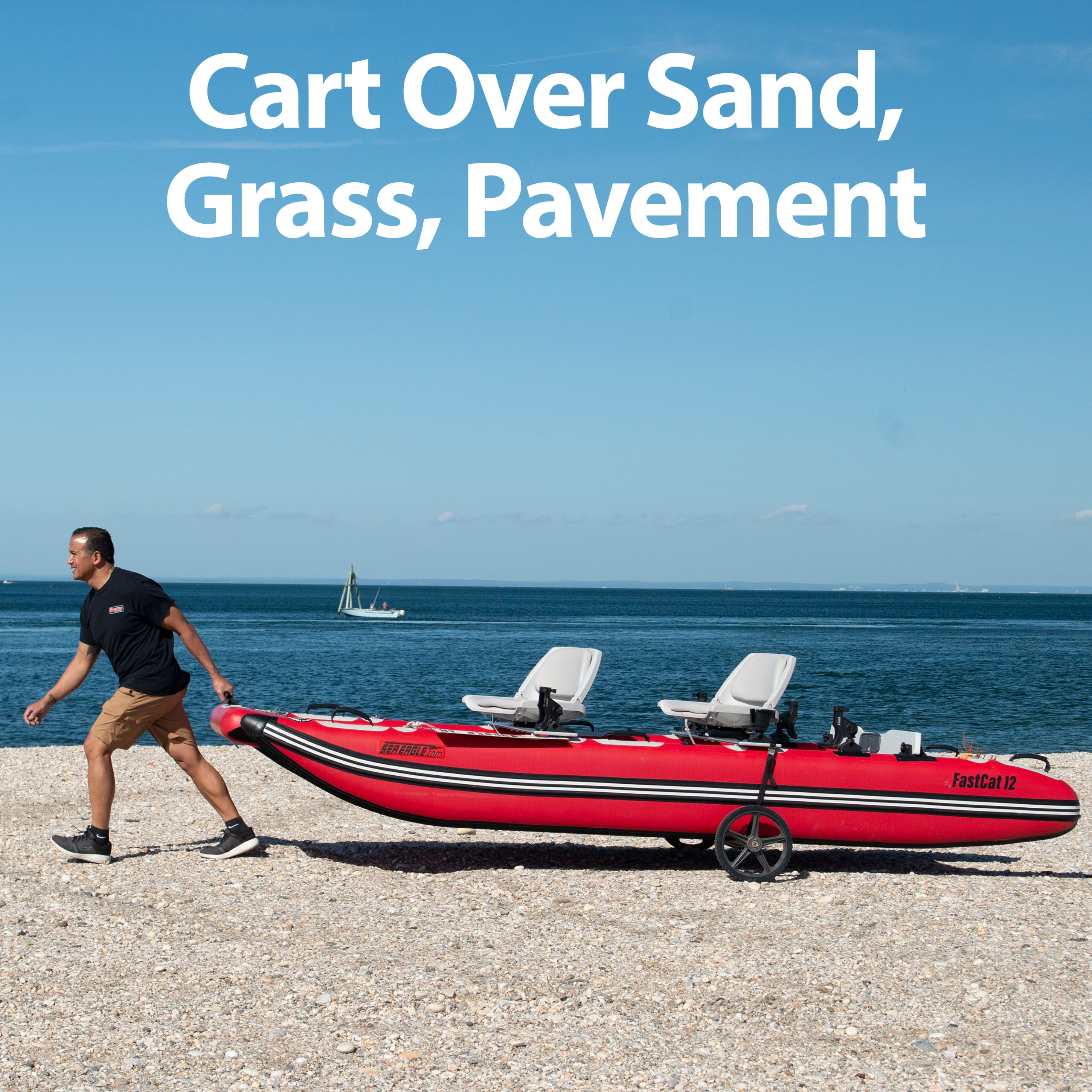 Sea Eagle EZ Cart - Chart Wheel System for Boats and Kayaks - Wide Heavy Duty