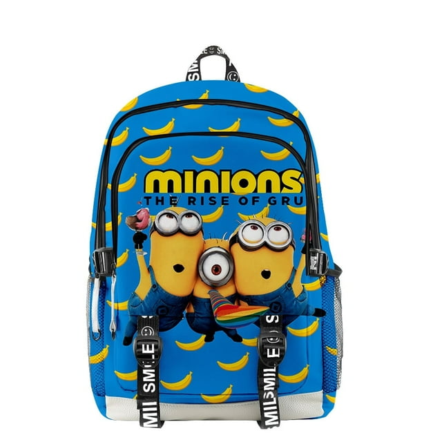 Minions Despicable me 2 Merch Cloth Backpack Multi Zipper Student large capacity school bag Travel Backoacks-4