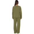 thumbnail image 6 of Nokdvo Travel Outfits for Women 2 Piece Sets Trendy Casual Long Sleeve Pullover Tops with Wide Leg Pants Crew Neck Solid Color Fall Winter Sweatsuit Set with Pockets,Army Green L, 6 of 6