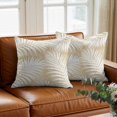 thumbnail image 3 of Throw Pillow Covers, Beige Palm Leaf Decorative Throw Pillow Covers 18x18 Inch, Summer Coastal Botanical Tropical Square Linen Pillow Cases for Couch/Living Room/Sofa, 3 of 9