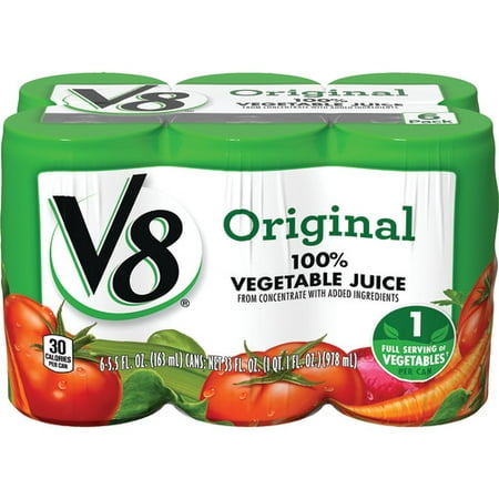 (2 pack) V8 Original 100% Vegetable Juice, 5.5 oz. , 6 (Best Vegetables To Juice For Energy)