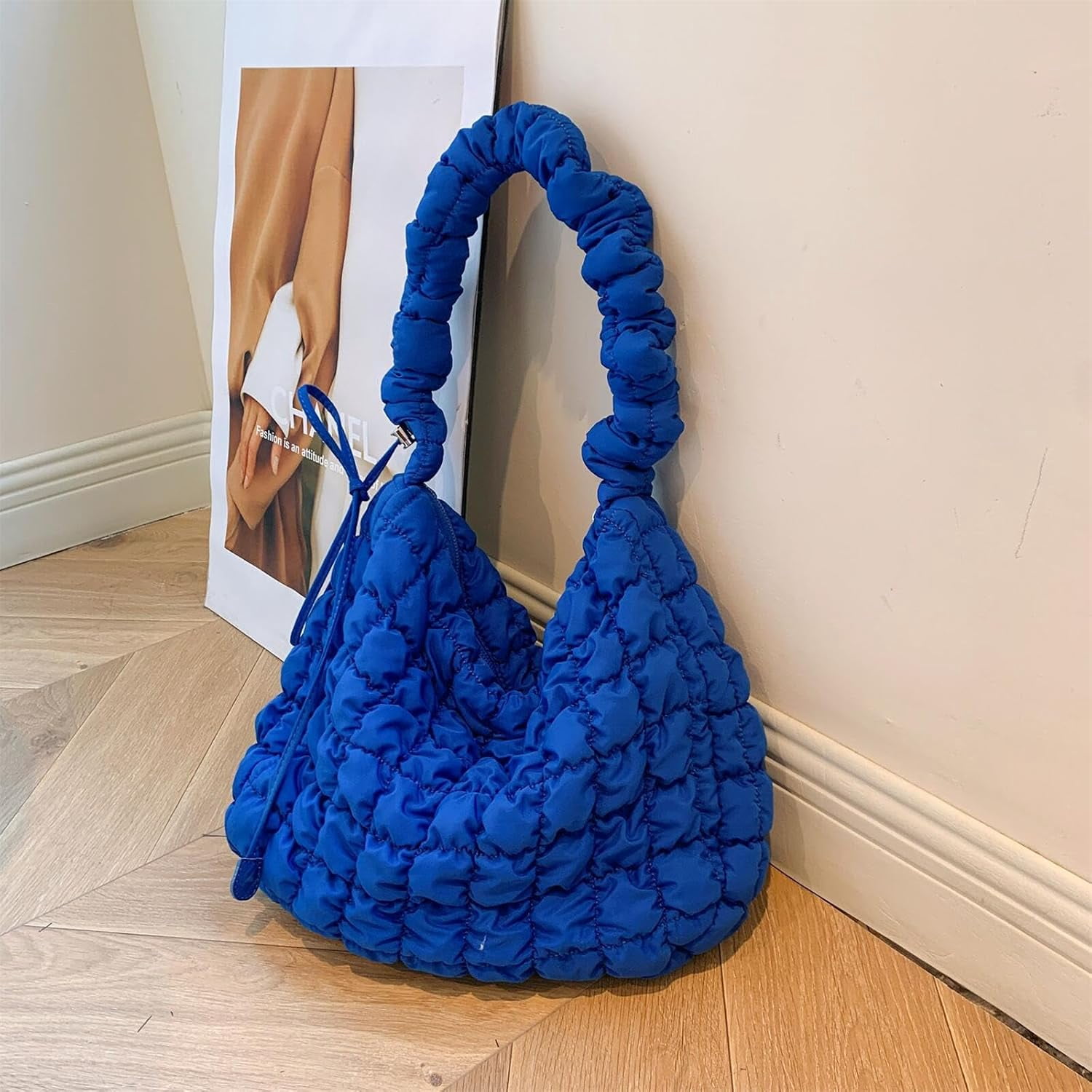 CoCoMangos Cotton Padded Shoulder Crossbody Bag for Women Large Hobos Quilted Handbag and Purses Lightweight Adjustable Shoulder Strap