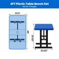 thumbnail image 5 of AwayHome 4FT Metal Patio Picnic Tables with Umbrella Hole Thermoplastic Coated Commercial Rectangular Picnic Table, Surface Mounted, Blue, 5 of 7
