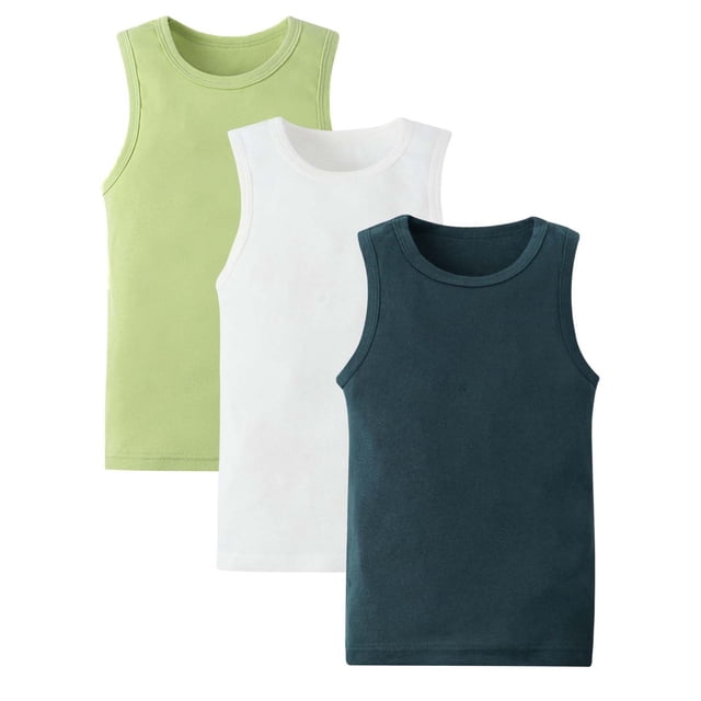 Odeerbi 3 Pack Boys Cotton Tank Tops 2-11 Años Camisetas Interior Sin Mangas Estimular Patrón Lindo Chalecos Informales Transpirables