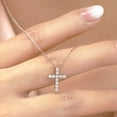 thumbnail image 4 of JeenMata Shared-Prong 0.10 TCW Round Shape Diamond Pave Style Cross Pendant Necklace in 18K Rose Gold Plating over Silver, 4 of 6