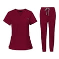 thumbnail image 1 of Esquirla Nursing Uniforms Scrub Set V Neck Tops Jogger Pants Work suits for Healthcare Red, 1 of 8